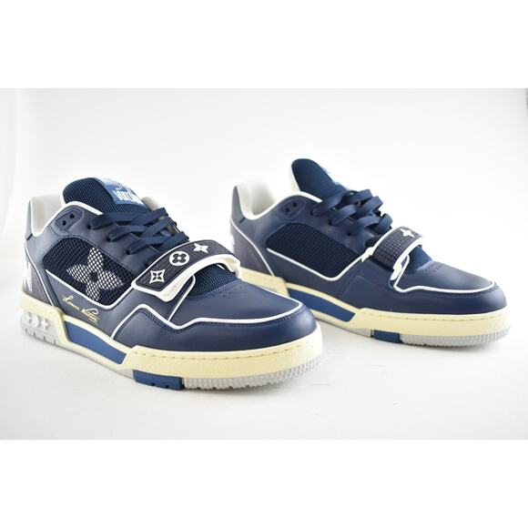 Louis Vuitton NYC Pop Up Exclusive Blue Low Top Trainer Sneaker LV 8 US 9 9.5 - Picture 4 of 12